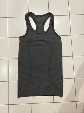 lululemon athletica Black and White Striped Racerback Tank